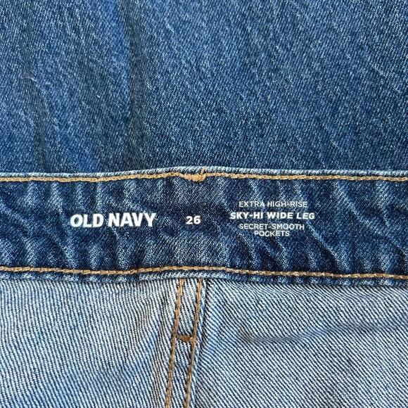 Old Navy Extra High Rise Sky Hi Wide Leg Trouser Jeans Retro Relaxed Size 26 - Picture 6 of 6